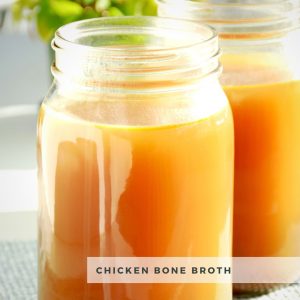 Chicken bone broth in glass jar